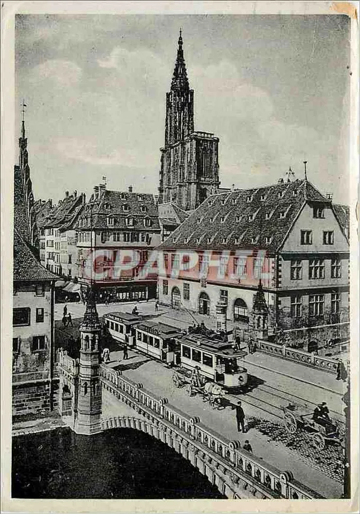 Estrasburgo - Catedral e rua com trêmio — Verlag Jul. Mamas & Cie, Estrasburgo - Frente