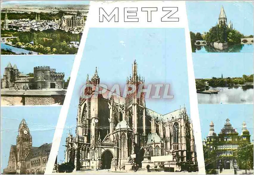 Metz — widok panoramiczny i zabytki — Wydawnictwo Haguenau - Awers