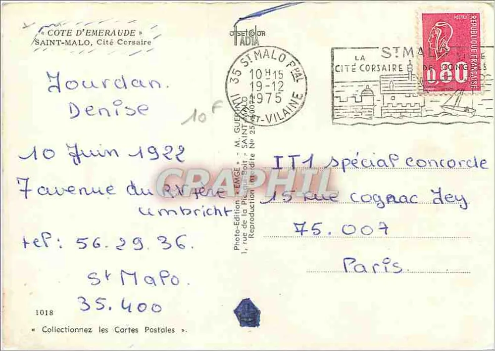 Saint-Malo — Corsairstadt — Photo-Édition TADIA - Rückseite