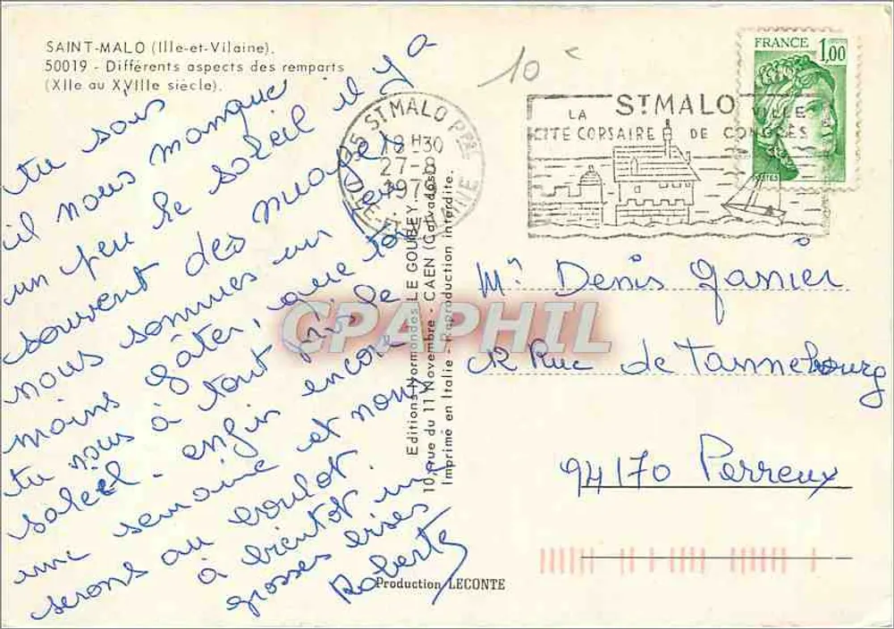 Saint-Malo — Os Muros — Editor Emy, n° 50019 - Verso