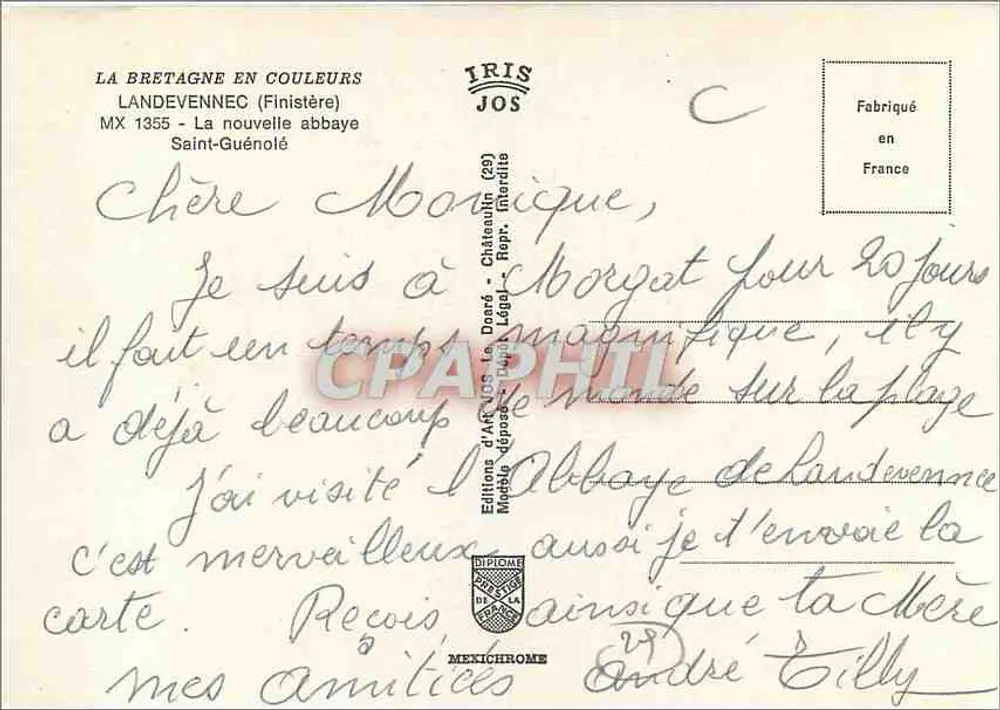 Abtei Landevennec — Finistère — Éditions d'Art JOS - Rückseite