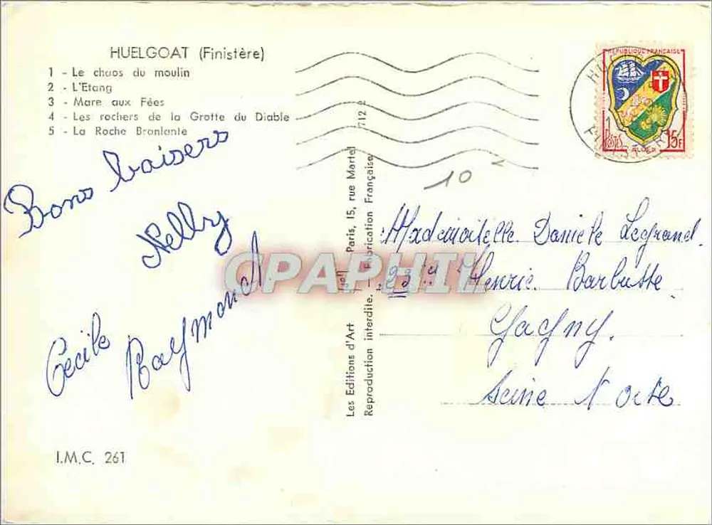 Huelgoat — Panoramablick und natürliche Sehenswürdigkeiten — Éditions d'Art, n° 261 - Rückseite