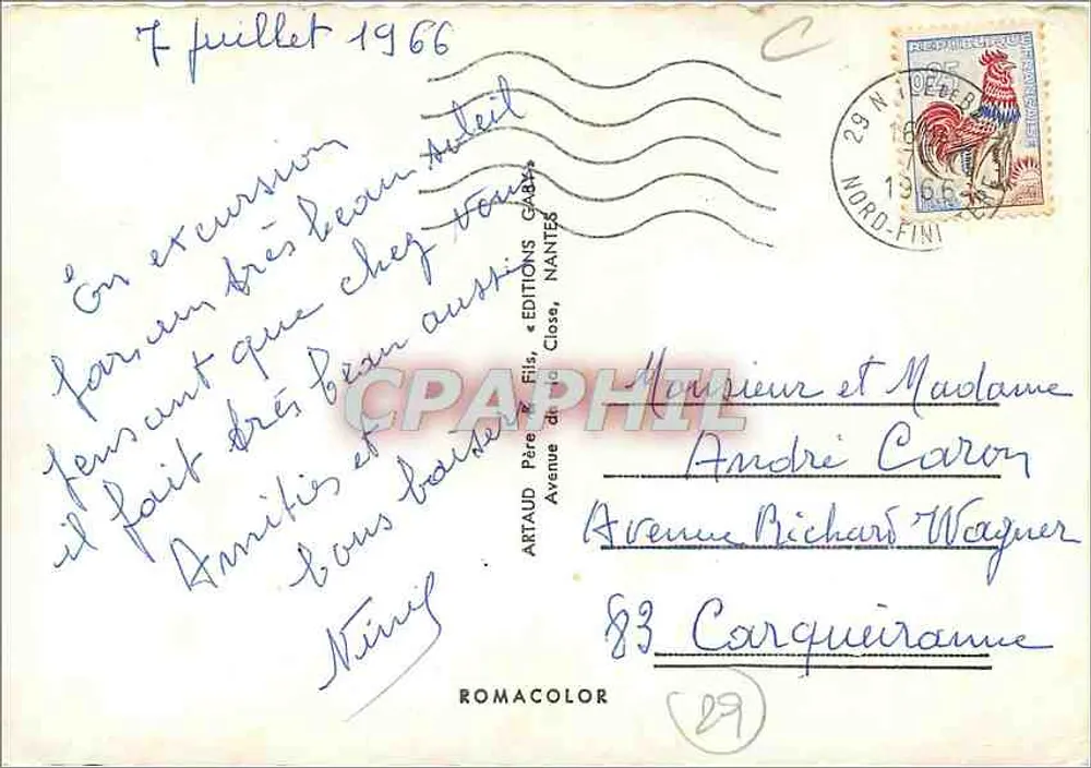 Wyspa Batz — Souvenir — Wydawnictwo Artaud, Nantes - Rewers
