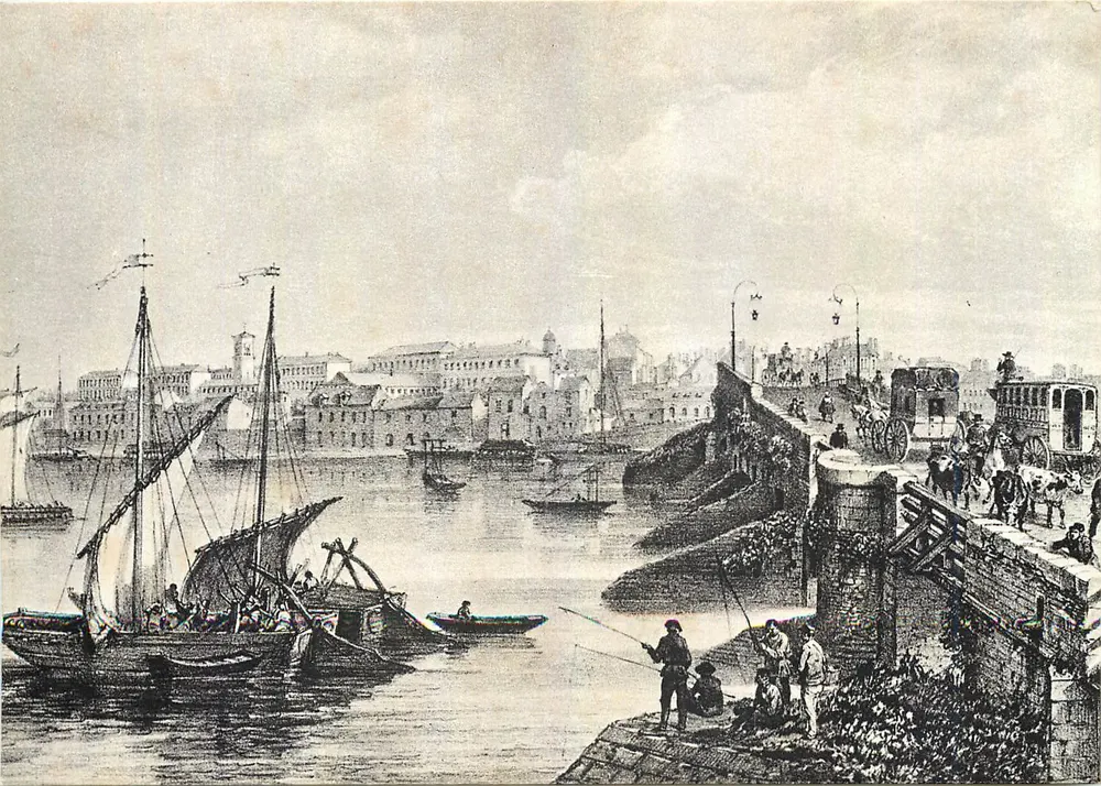 Nantes einst — Der alte Pirmil-Brücke, im Hintergrund, Saint-Jacques — Les Éditions du Gabier - Vorderseite