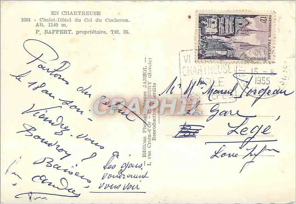 Chalé-Col do Cucheron — Hotel de montanha — Edições Photogrammes JANSOL - Verso