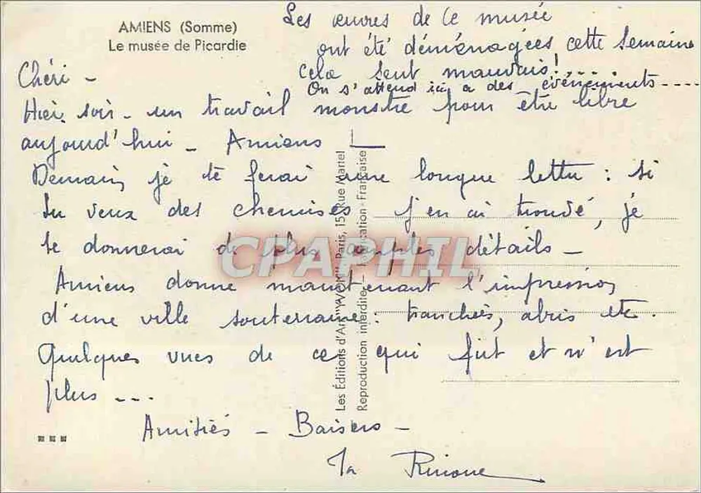 Amiens (Somme) — O museu de Picardia — As Edições de Amiens, Paris - Verso