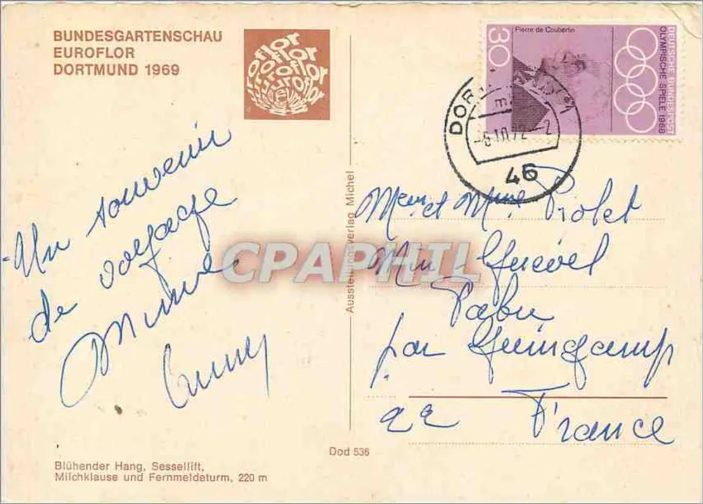 बर्लिन — बर्लिन के टेलीविजन टॉवर — बंडेसप्लांजेंशाऊ यूरोफ्लोर 1969 के संस्करण - पीछे