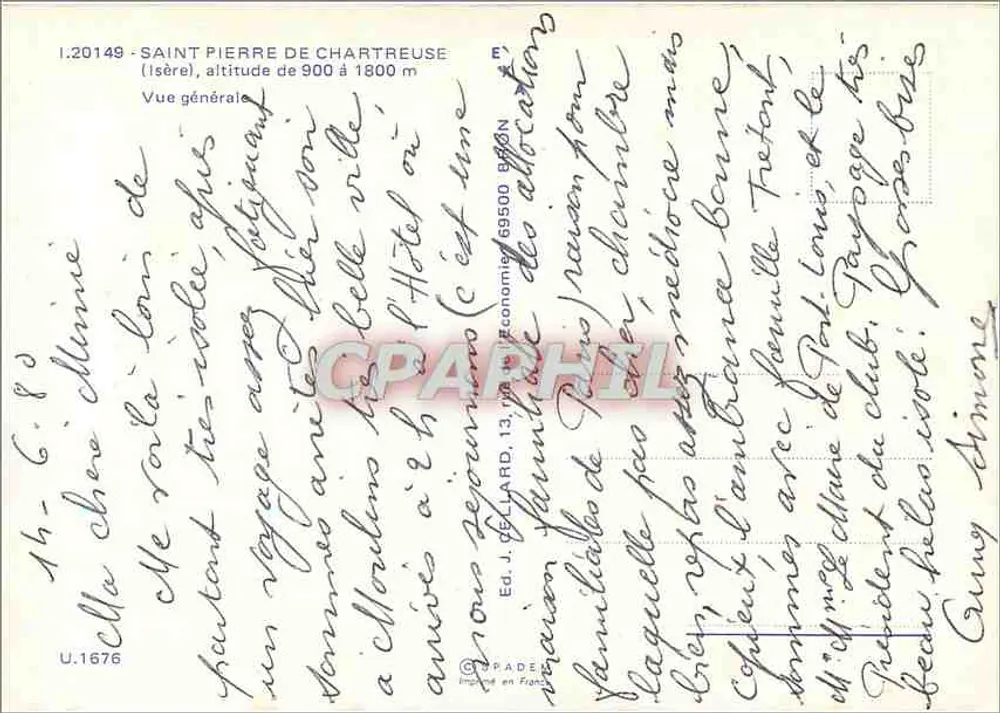 Saint-Pierre-de-Chartreuse — Vista geral — Ed. J. Gellard - Verso