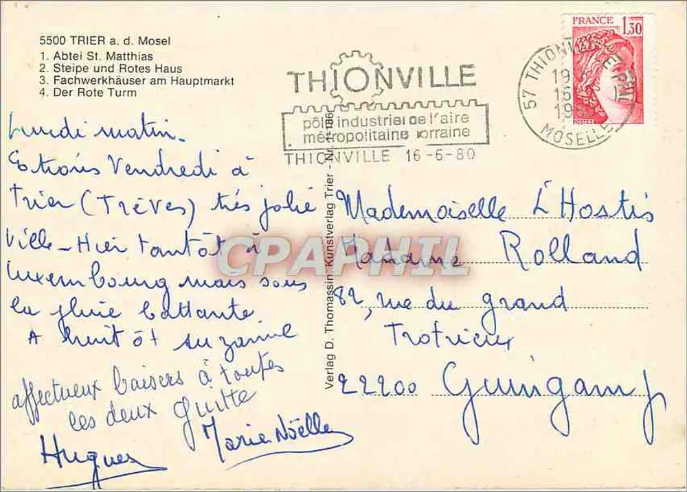 Trier Romântico — 4 vistas — Verlag D. Thomassian - Verso