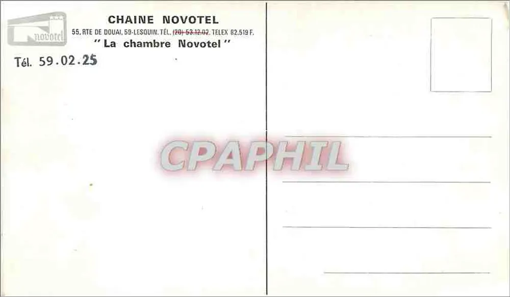 Hotelzimmer — Douai — Verlag Novotel - Rückseite