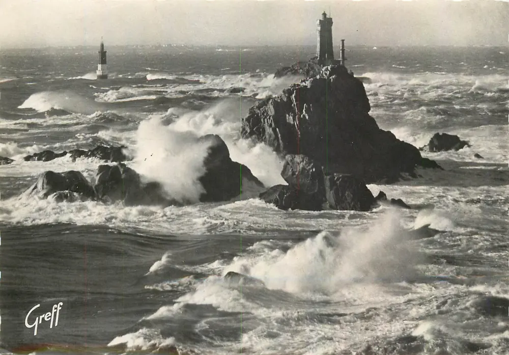 Pointe du Raz de Sein — Sturm über das alte Leuchtturm — Greff, S.E.P. Paris - Vorderseite