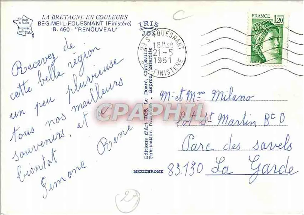 Renouveau - Beg-Meil - Fouesnant — Verlag: Éditions d'Art 108, Serie R.460 - Rückseite