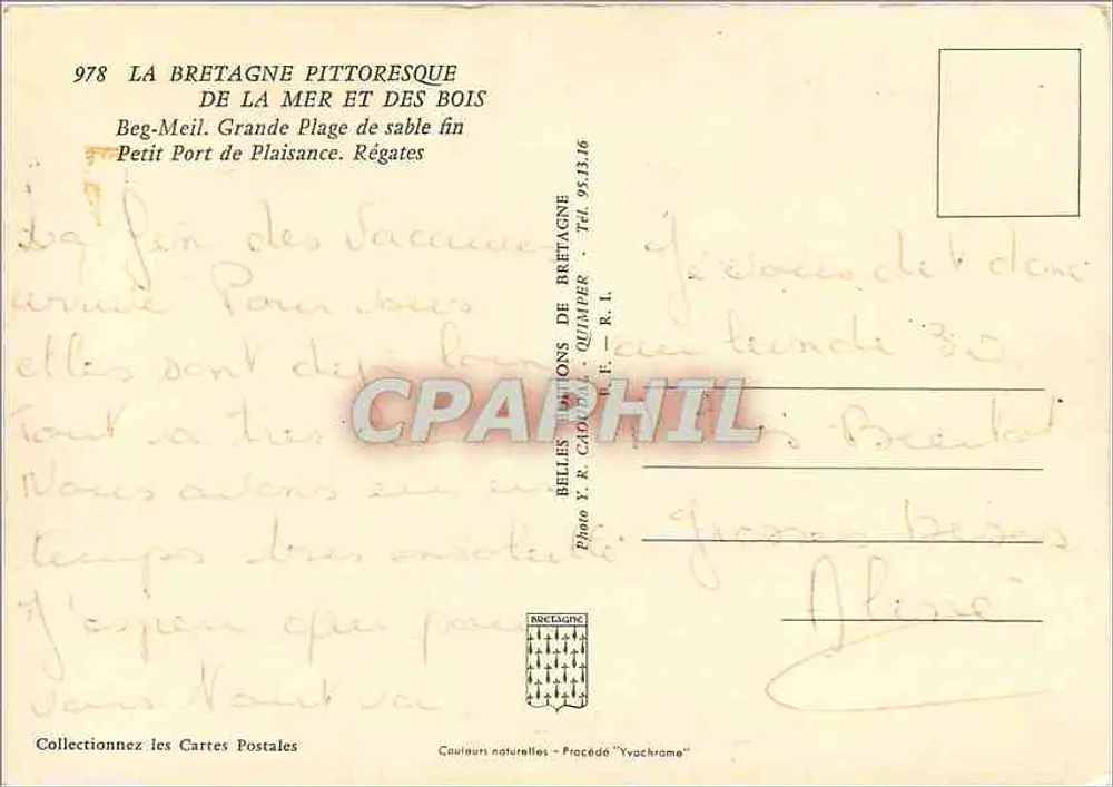 Beg-Meil — A Bretanha pitoresca — Belas Edições da Bretanha, n° 978 - Verso