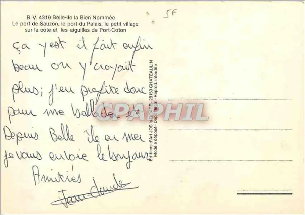 Belle-Île — La Bien-nommée — Éditions JOS LE DUCARE - Rückseite