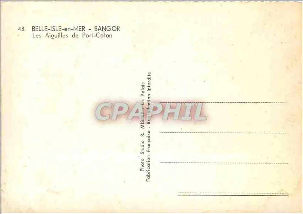 Die Needles von Port-Coton — Belle-Île-en-Mer — Photo Studio R. Misset - Rückseite