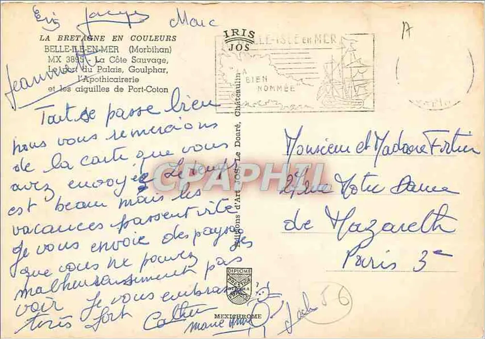 Belle-Île-en-Mer — L'Île la Bien-nommée — Éditions d'Art Jos - Rückseite