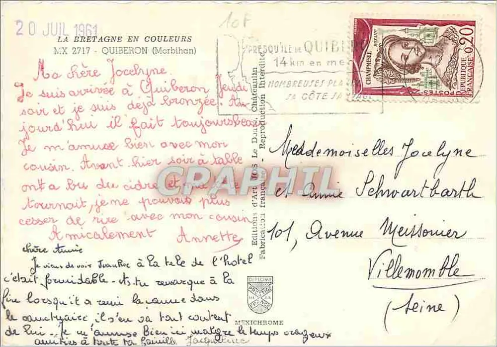 Quiberon — widok panoramiczny i wybrzeże - Rewers