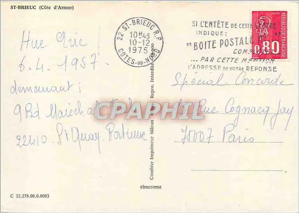 Saint-Brieuc — widok panoramiczny — Combier Imprimeur Mâcon - Rewers