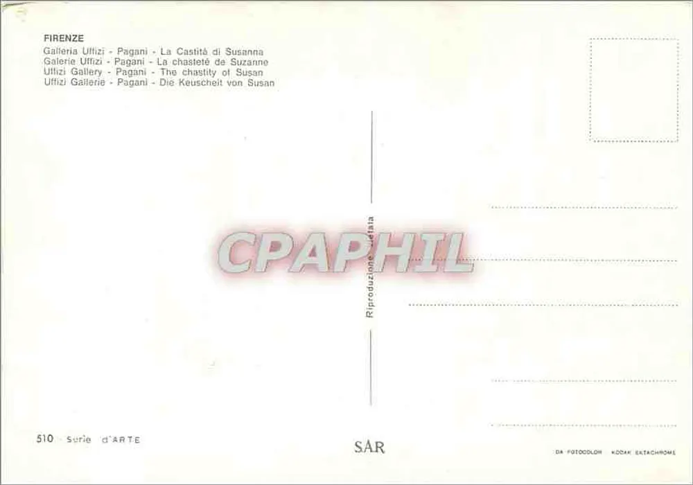 A castidade de Susana — reprodução de arte — Galeria Uffizi, Florença, série de ARTE n°510 - Verso