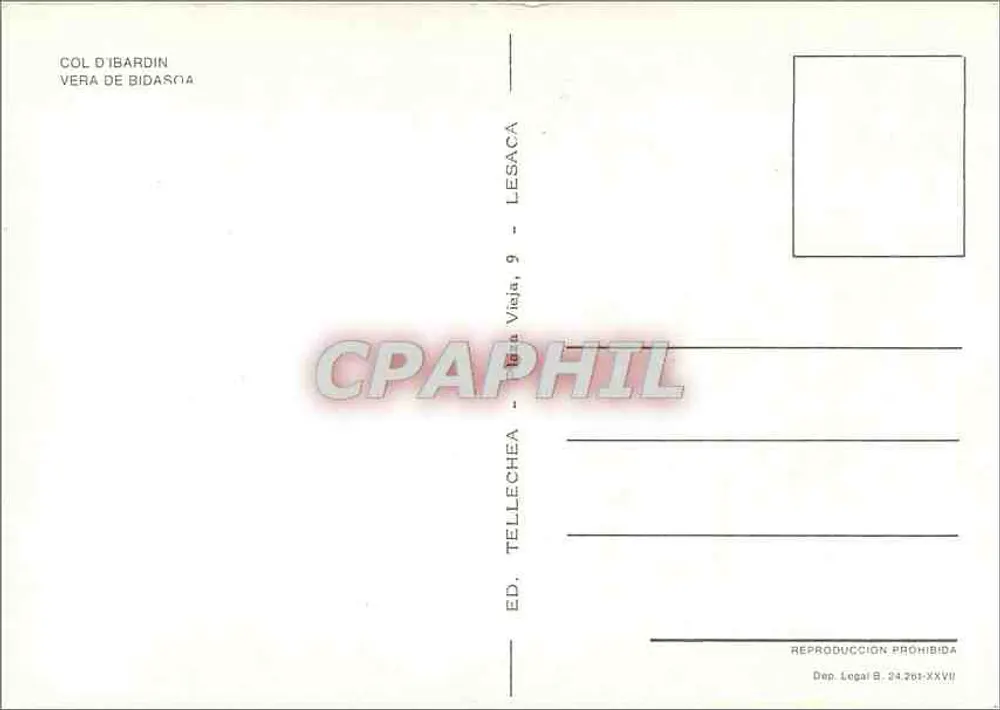 Col d'Ibardin — Vera de Bidasoa — Éd. Tellechea - Verso