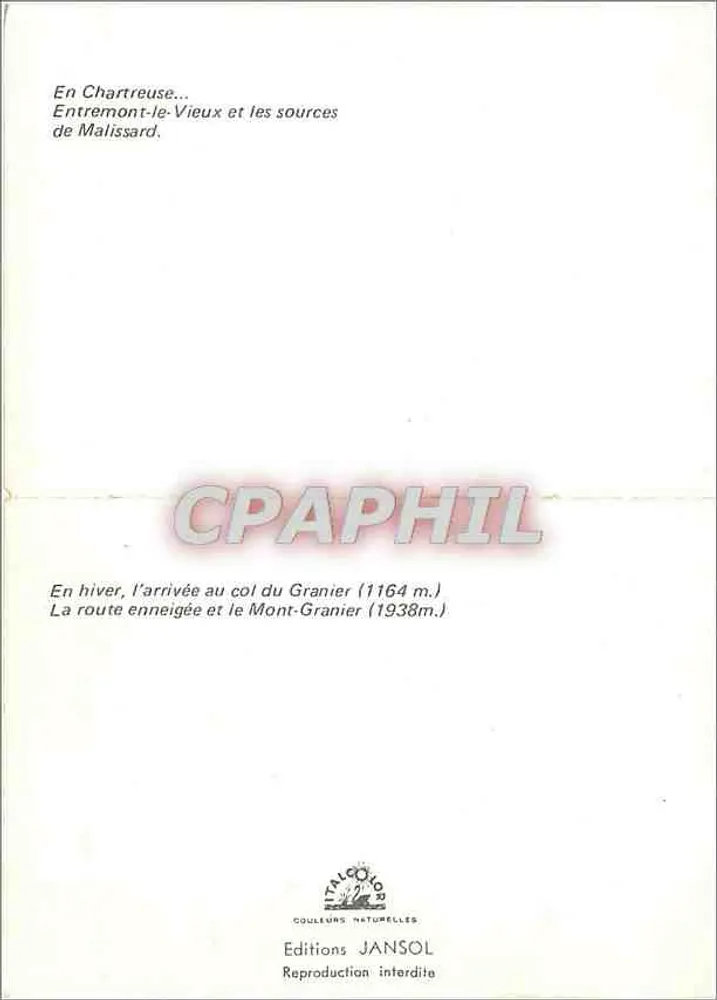 Entremont-le-Vieux und die Quellen von Malissard — Im Winter, Ankunft am Granier-Pass (1164 m) und der Mont-Granier (1938 m) — JANSOL Editions - Rückseite