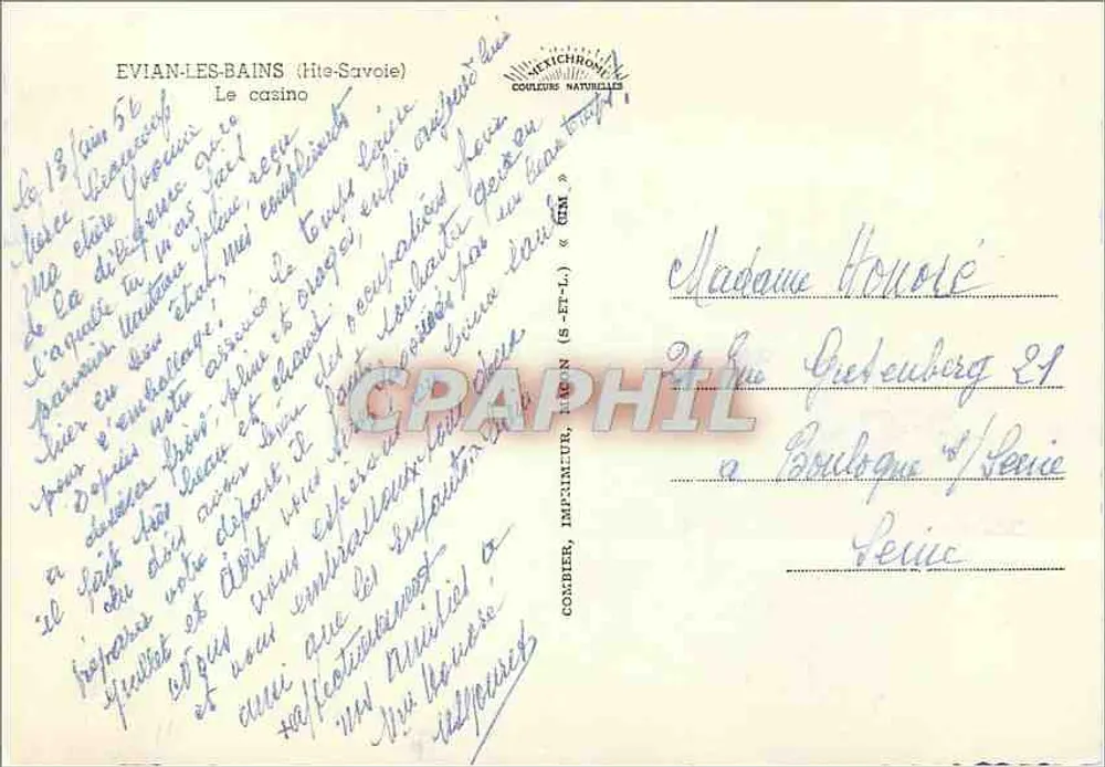 Evian-les-Bains — Das Casino — Verleger: Cimy - Rückseite