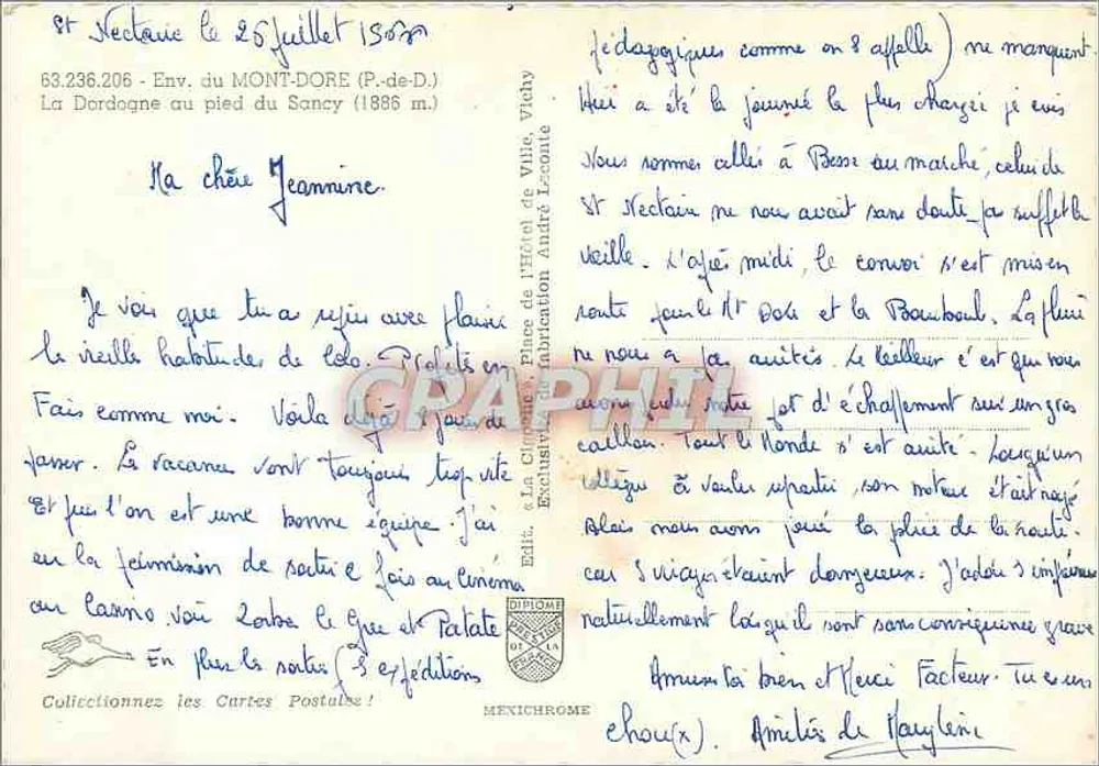 Die Dordogne am Fuße des Sancy — Umgebung von Mont-Dore (P.-de-D.) — Verleger Iris - Rückseite