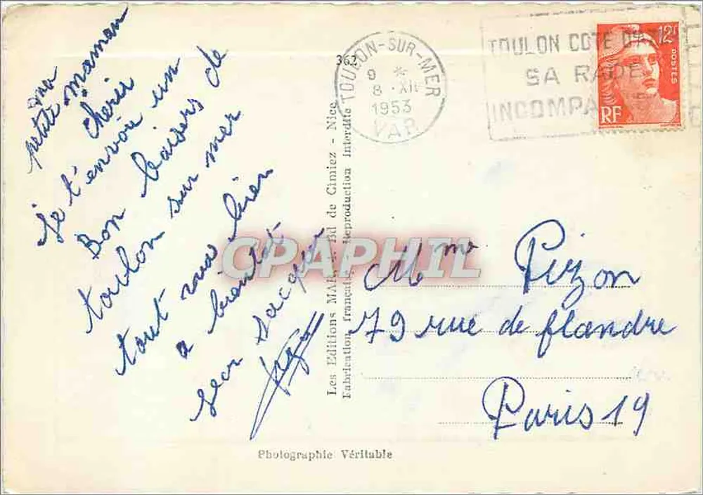 Toulon sur Mer — Camada de Sol — As Edições MAB de Gimiez - Verso