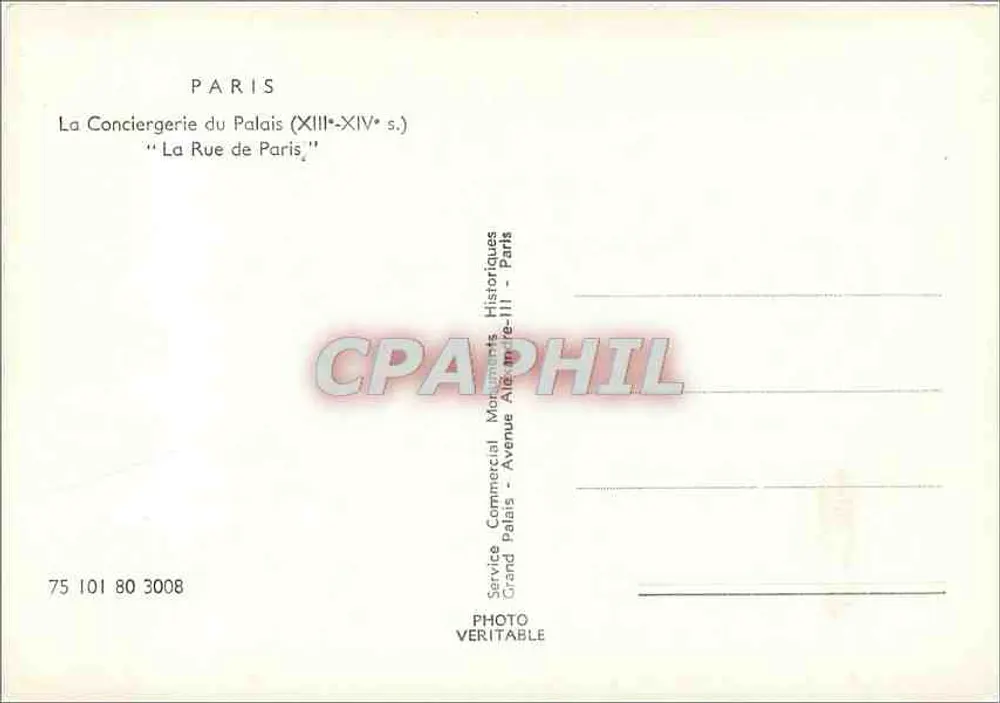 Paris — Die Conciergerie des Palastes (13. bis 14. Jahrhundert) — Service Commercial Historiques Grand Palais - Paris - Rückseite