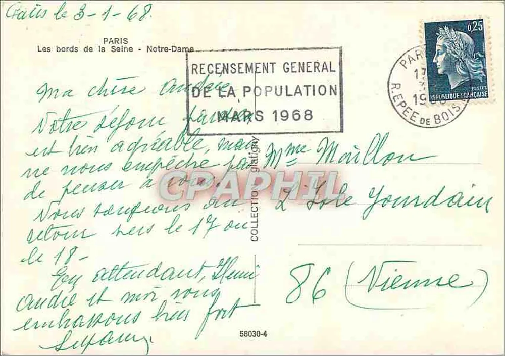 Nossa Senhora de Paris — As margens da Sena — editor desconhecido, número de série não visível - Verso