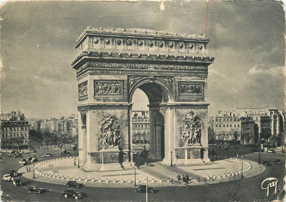 Paris — O Arco do Triunfo — Edições de Arte A. Lecoute, n° 504 - Frente