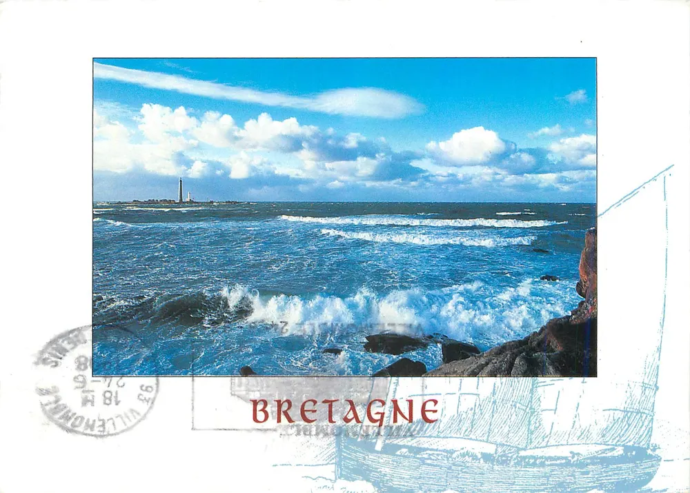 Bretanha — Vista da costa com farol — Editor: Bretanha - Frente
