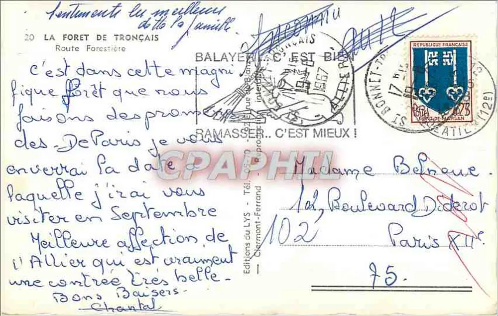 Floresta de Tronçais — Estrada Florestal — Éditions du Lys - Verso