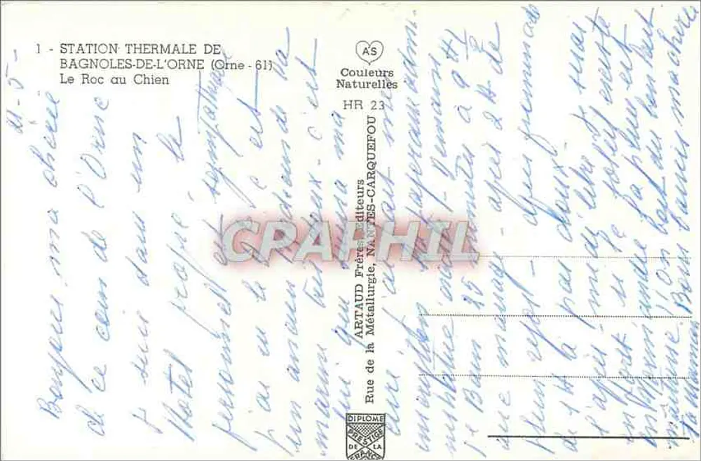 Thermische Station Bagnoles-de-l'Orne — Der Felsen des Hundes — Verlag Artaud Frères - Rückseite