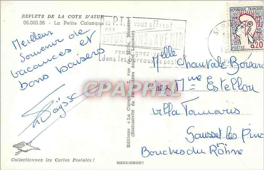 A Pequena Calanque — Edições « La Côte d'Azur » — Mexichrom - Verso