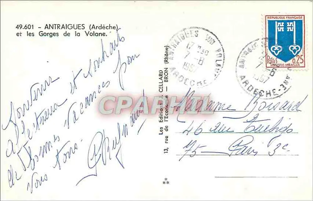 Antraigues (Ardèche) — las Gorges de la Volane — Ediciones Cellard - Reverso