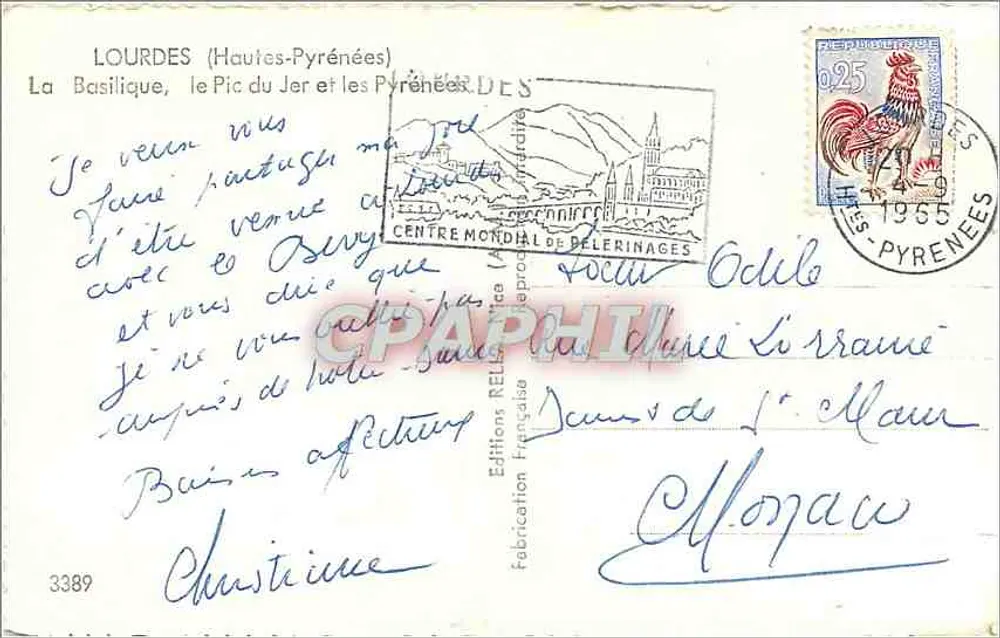 Lourdes (Hautes-Pyrénées) — Die Basilika, der Pic du Jer und die Pyrenäen — Éditions Rella - Rückseite