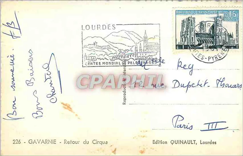 Gavarnie — Cirque de Gavarnie — Edição Quinault, Lourdes - Verso