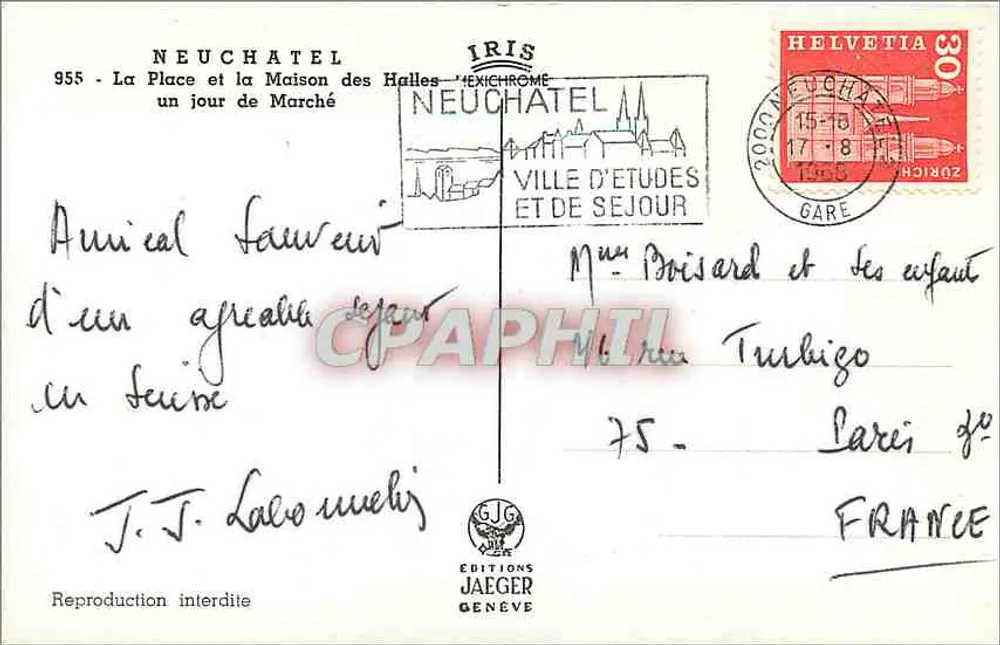 Neuchâtel — La Place et la Maison des Halles — Éditions Jaeger - Rückseite