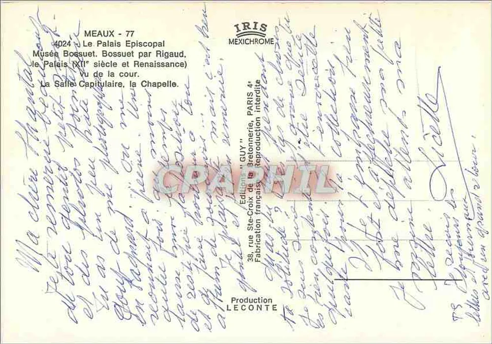 Museu Bossuet — Meaux — Editor IRIS MEXICHROME - Verso