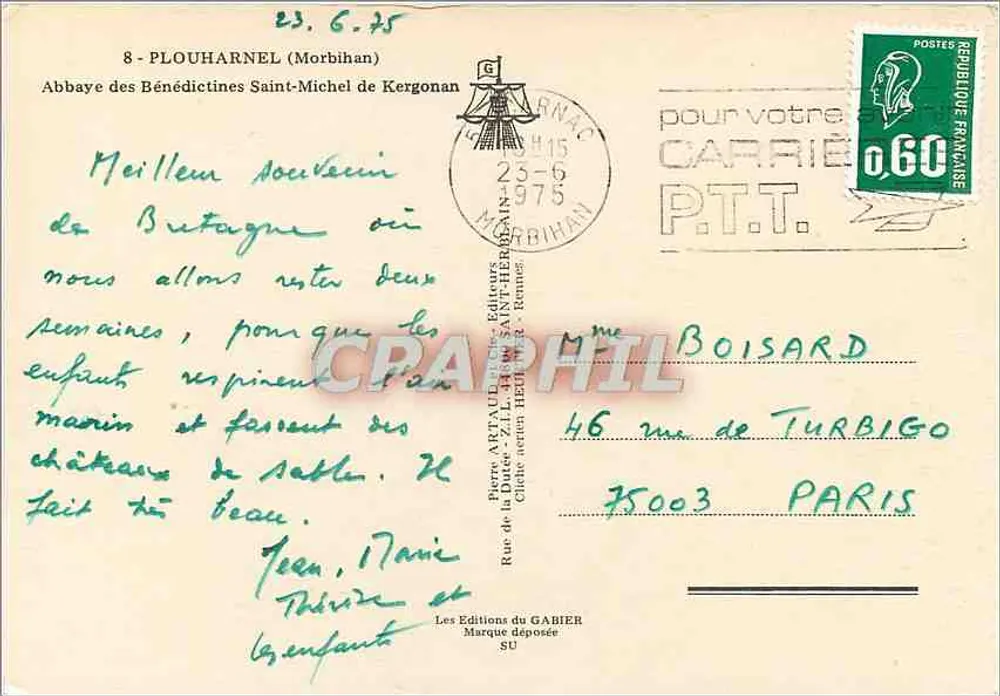 Abtei der Benediktiner Saint-Michel de Kergonan — PLOUHARNAC — Editions ARTAUD-LILLO - Rückseite