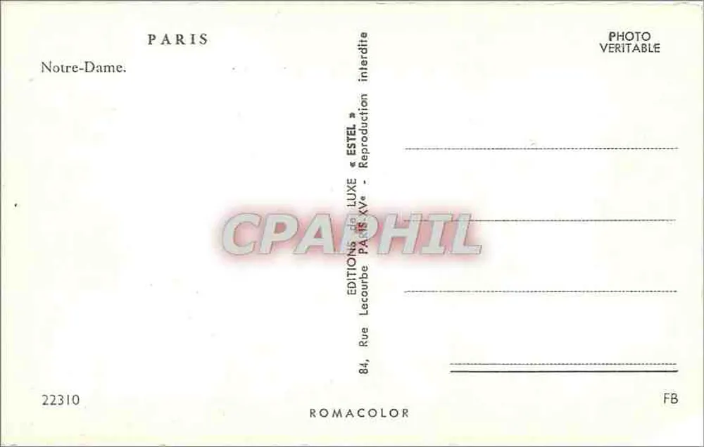 Nossa Senhora de Paris — vista da fachada — Estel - Verso