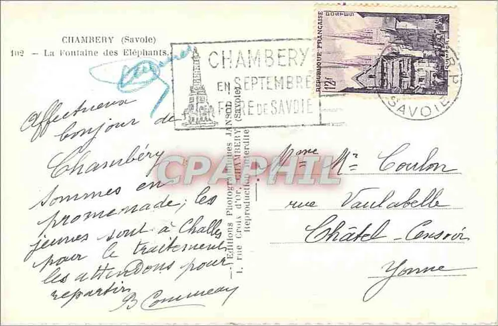 Chambery (Savoie) — Fontäne der Elefanten — Editions Photographiques Lansol - Rückseite