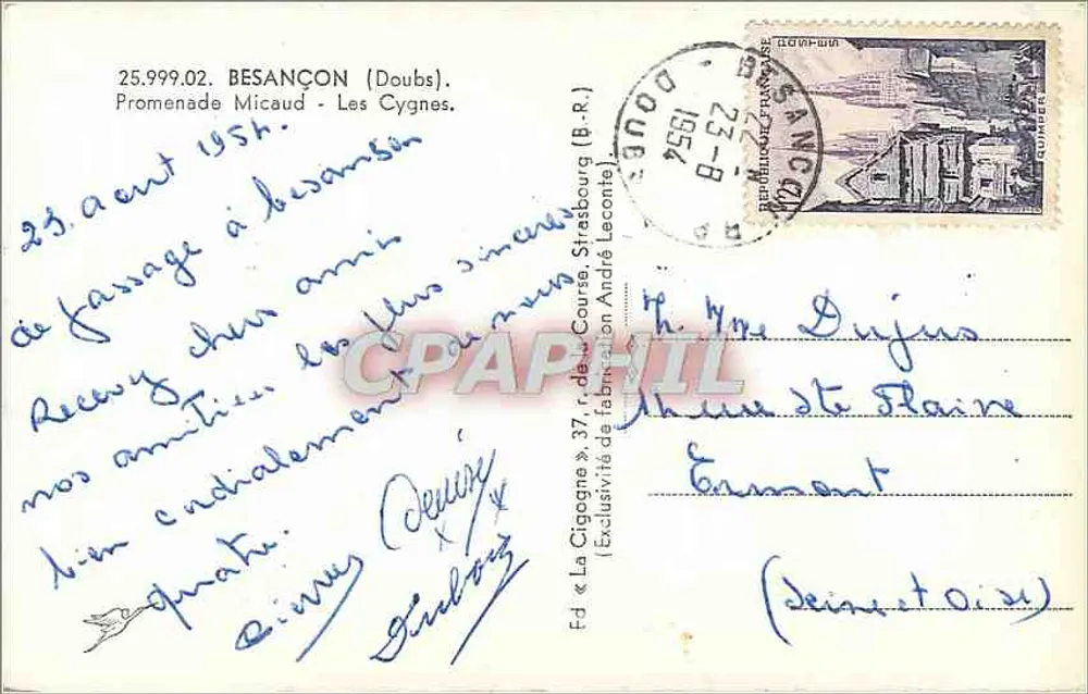 Os Cisnes — Promenade Micaud — Besançon (Doubs) - Verso