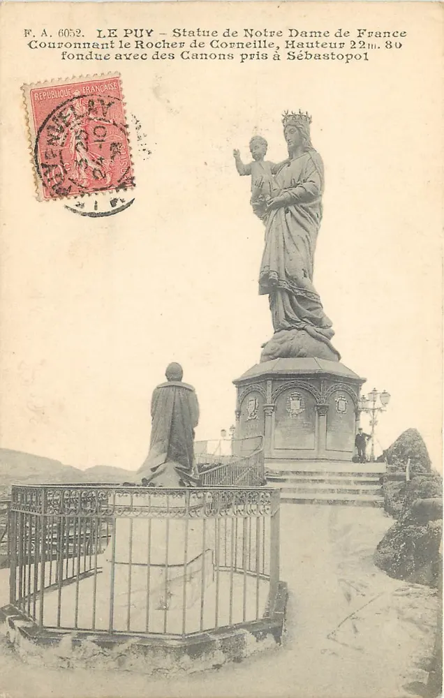 Le Puy – Estátua de Nossa Senhora da França coroando o Rocher de Cornelle – F.A. 6052 - Frente