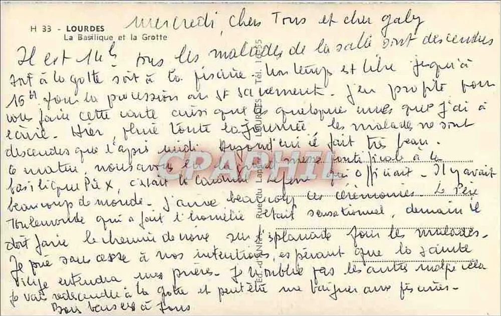 Lourdes — A Basílica e a Gruta — H 33 - Verso