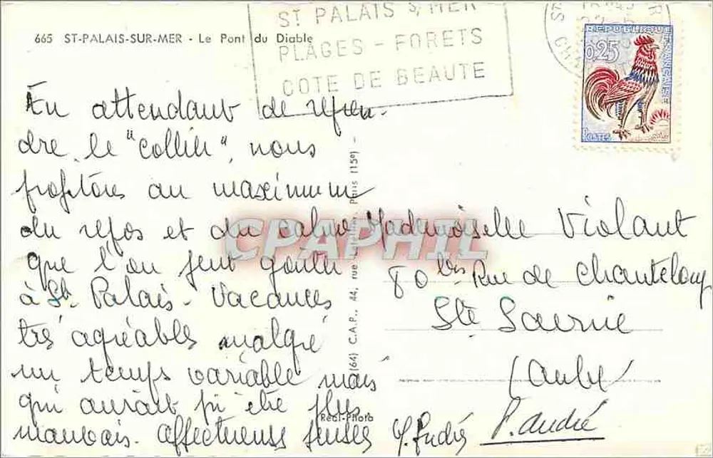 O Pont do Diabo — Saint-Palais-sur-Mer — C.A.P. 665 - Verso