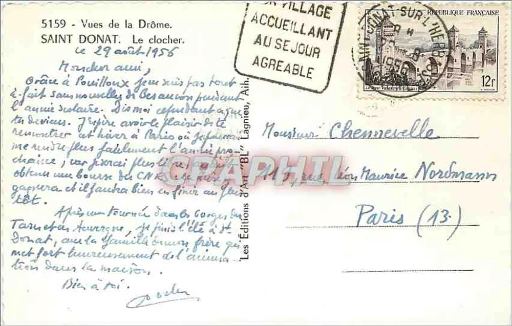 Saint-Donat — O campanário — Edições de Arte 'BL', Lagnieu - Verso