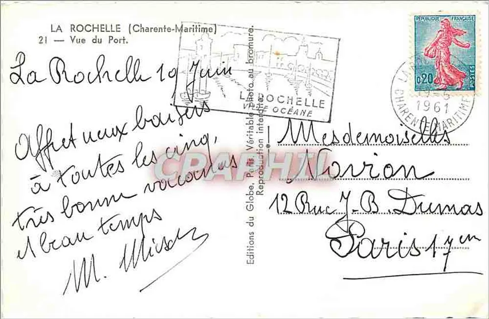 La Rochelle (Charente-Maritime) — Ansicht des Hafens — Éditions du Globe - Rückseite