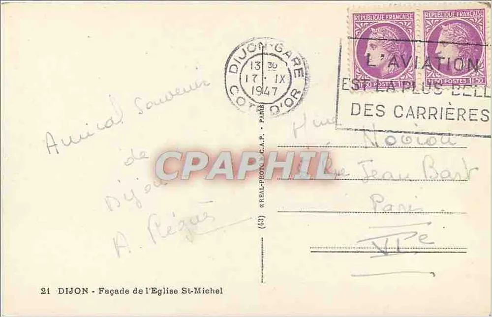 Dijon - Fachada da Igreja de São Miguel — editor C.A.P. n°21 - Verso